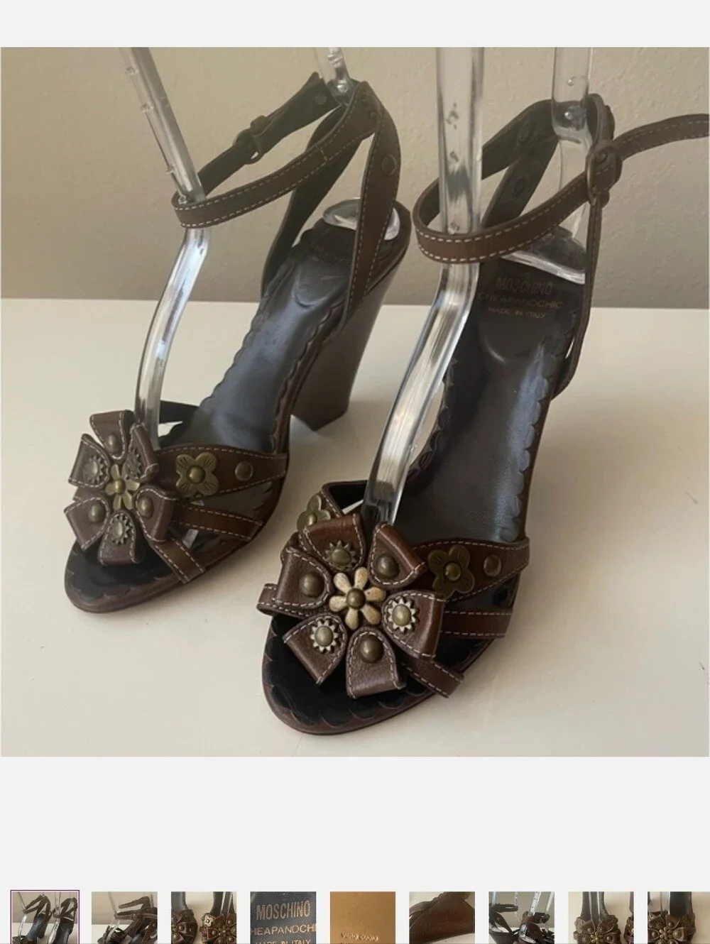 MOSCHINO wedge heel sandals brown